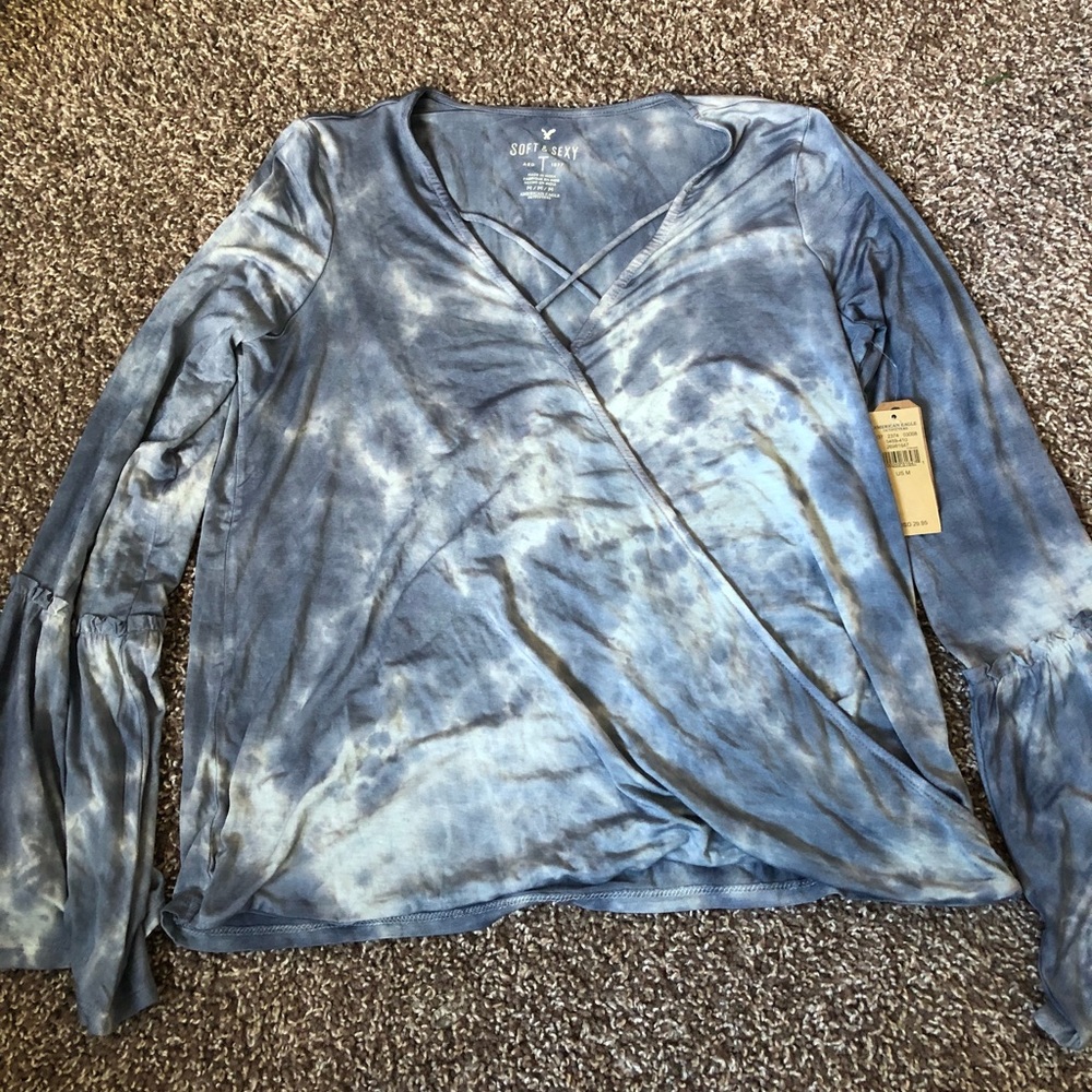 Tie dyed blue AMERICAN Eagle blouse